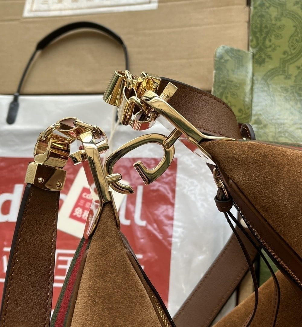 1:1 Replica Gucci Atache Large Shoulder Bag Dark Brown For Women, Women's Bags 13.8in/35cm GG ‎‎702823 DVVKG 2664