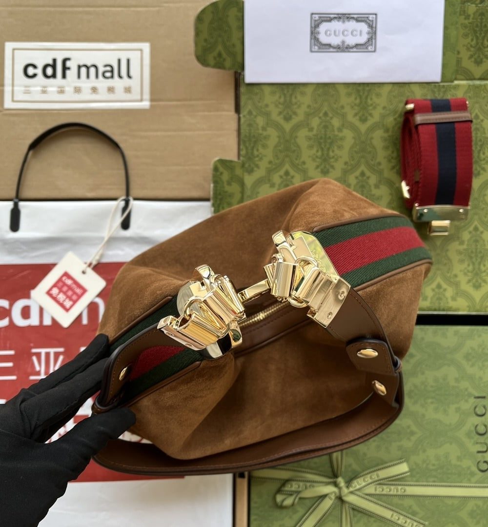 1:1 Replica Gucci Atache Large Shoulder Bag Dark Brown For Women, Women's Bags 13.8in/35cm GG ‎‎702823 DVVKG 2664