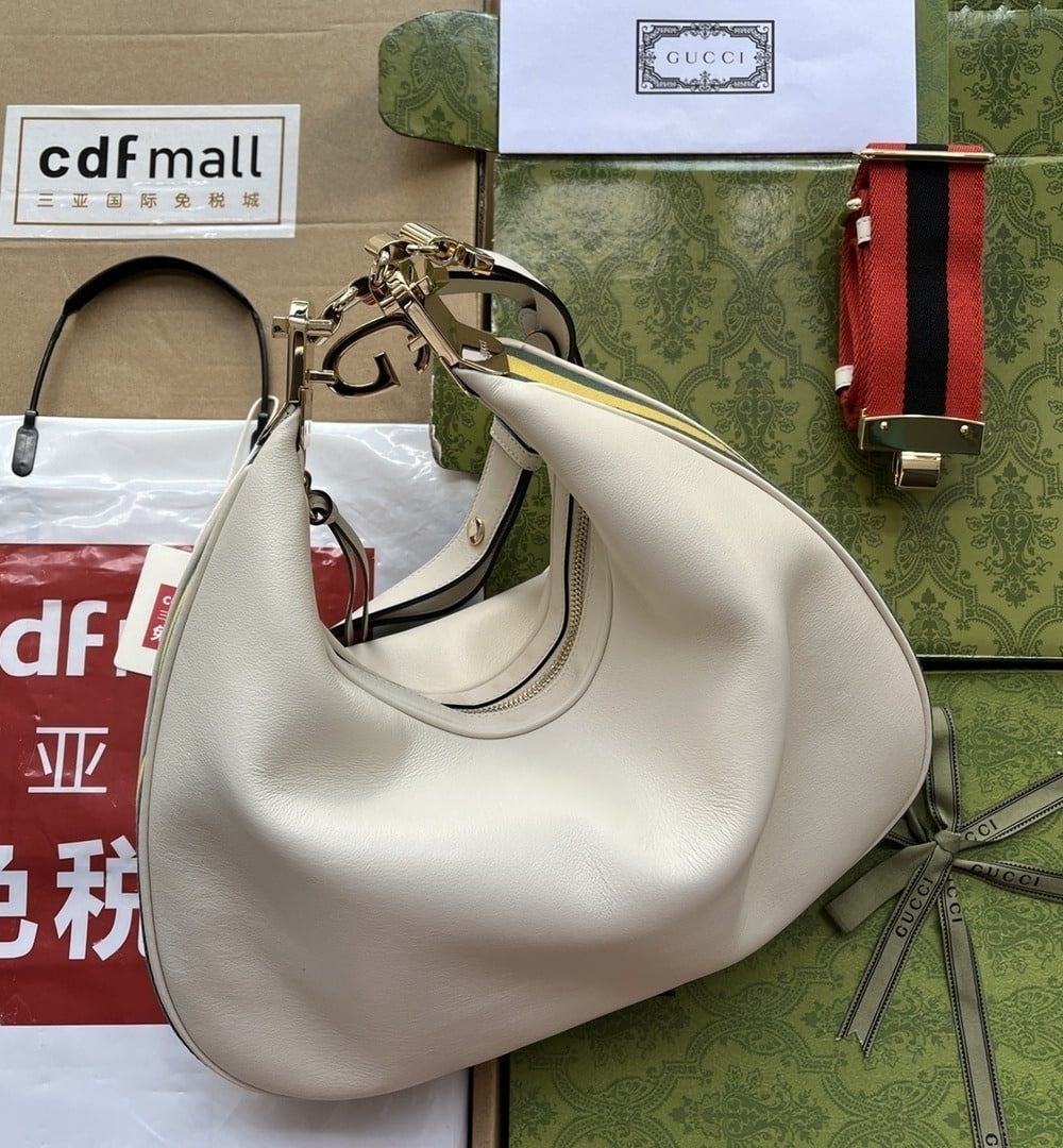 1:1 Replica Gucci Atache Large Shoulder Bag White For Women, Women's Bags 13.8in/35cm GG‎ ‎‎702823 UXWBG 9109