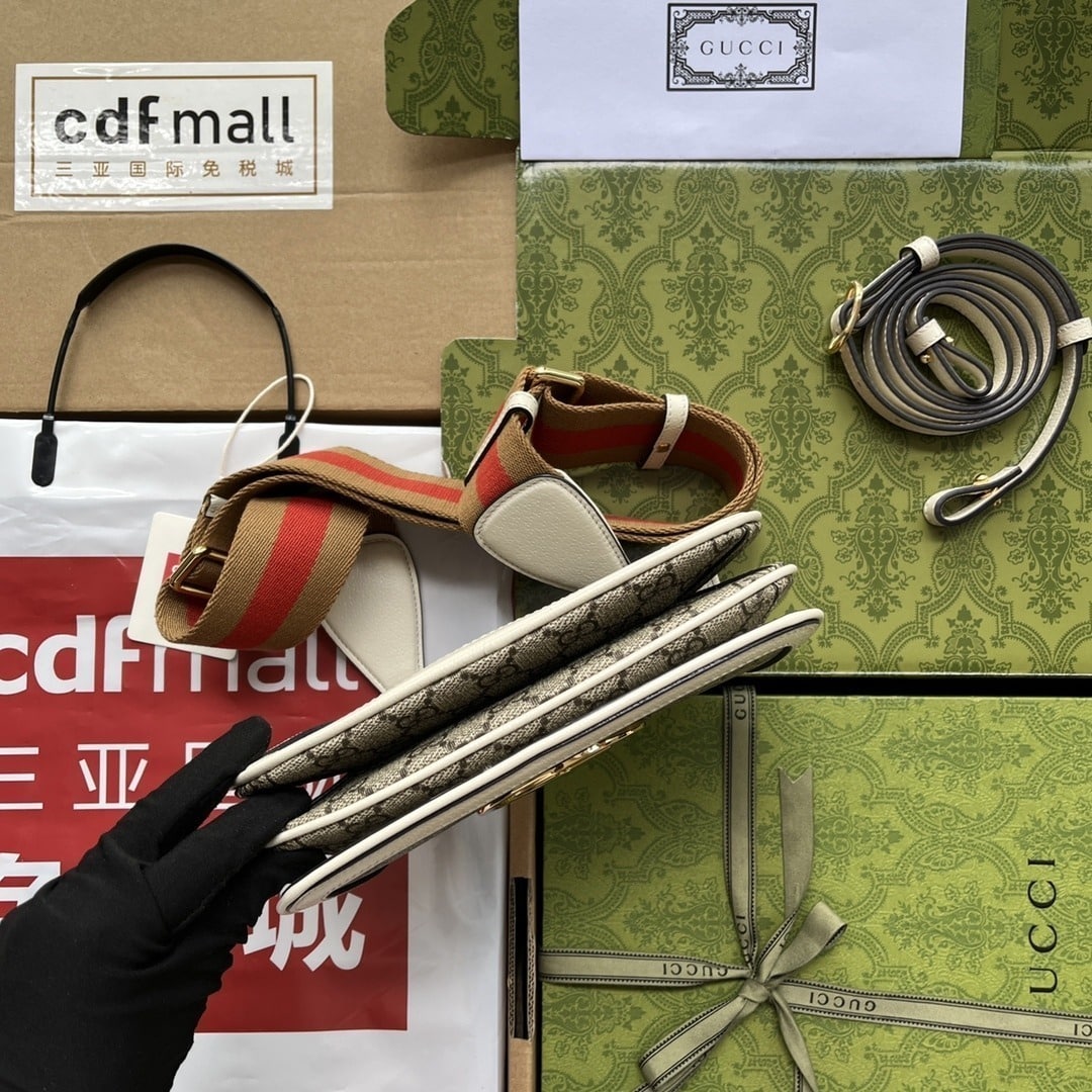 1:1 Replica Gucci Atache Small Shoulder Bag Beige For Women, Women's Bags 9in/23cm GG 699409 UXWBG 9360 - Image 8