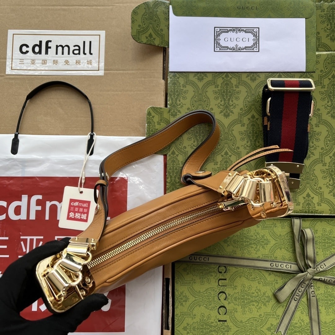 1:1 Replica Gucci Atache Small Shoulder Bag Brown For Women, Women's Bags 9in/23cm GG - Image 8