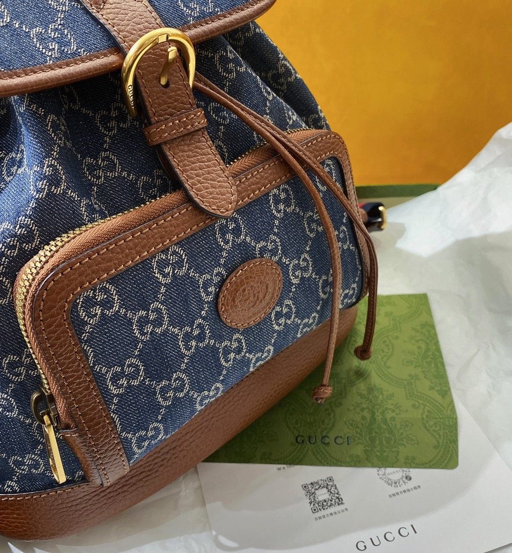 1:1 Replica Gucci Backpack With Interlocking G Blue For Women, Women's Bags 11.8in/30cm GG