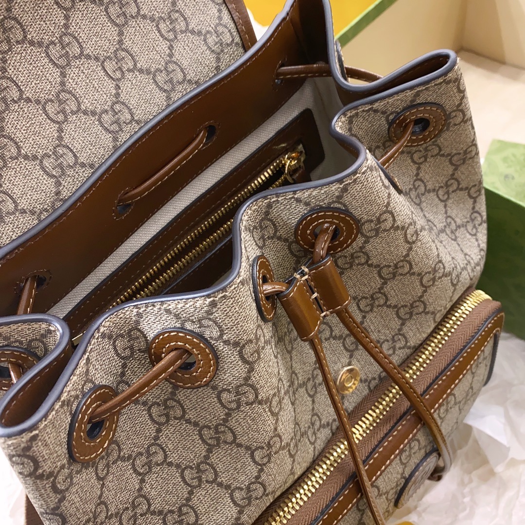 1:1 Replica Gucci Backpack With Interlocking G Brown For Women, Women's Bags 11.8in/30cm GG - Image 5