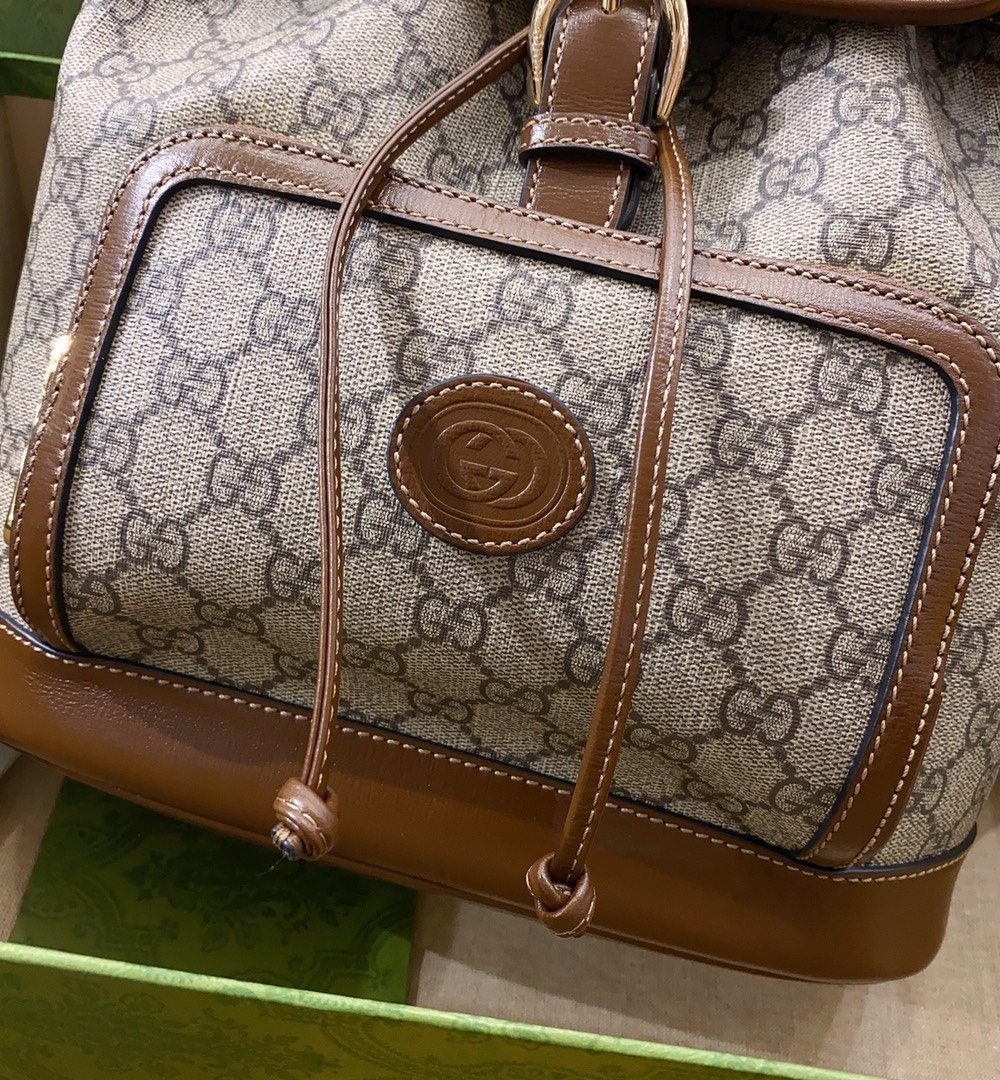 1:1 Replica Gucci Backpack With Interlocking G Brown For Women, Women's Bags 11.8in/30cm GG ‎