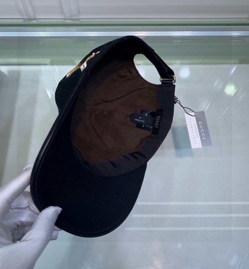 Gucci Bambi Embroidered Baseball Hat Balck GG Hat