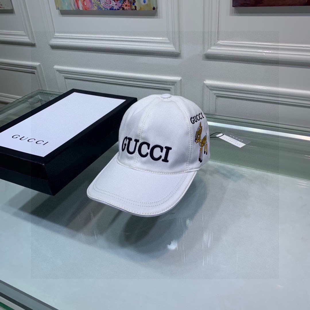 Gucci Bambi Embroidered Baseball Hat White GG Hat - Image 2