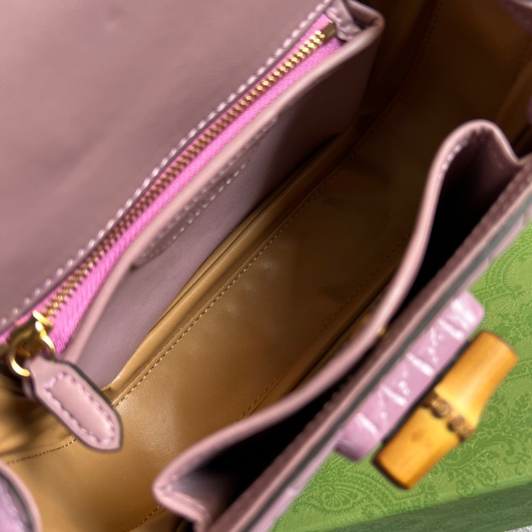 1:1 Replica Gucci Bamboo 1947 Crocodile Top Handle Bag Pink For Women, Women's Bags 10.2in/26cm GG - Image 6
