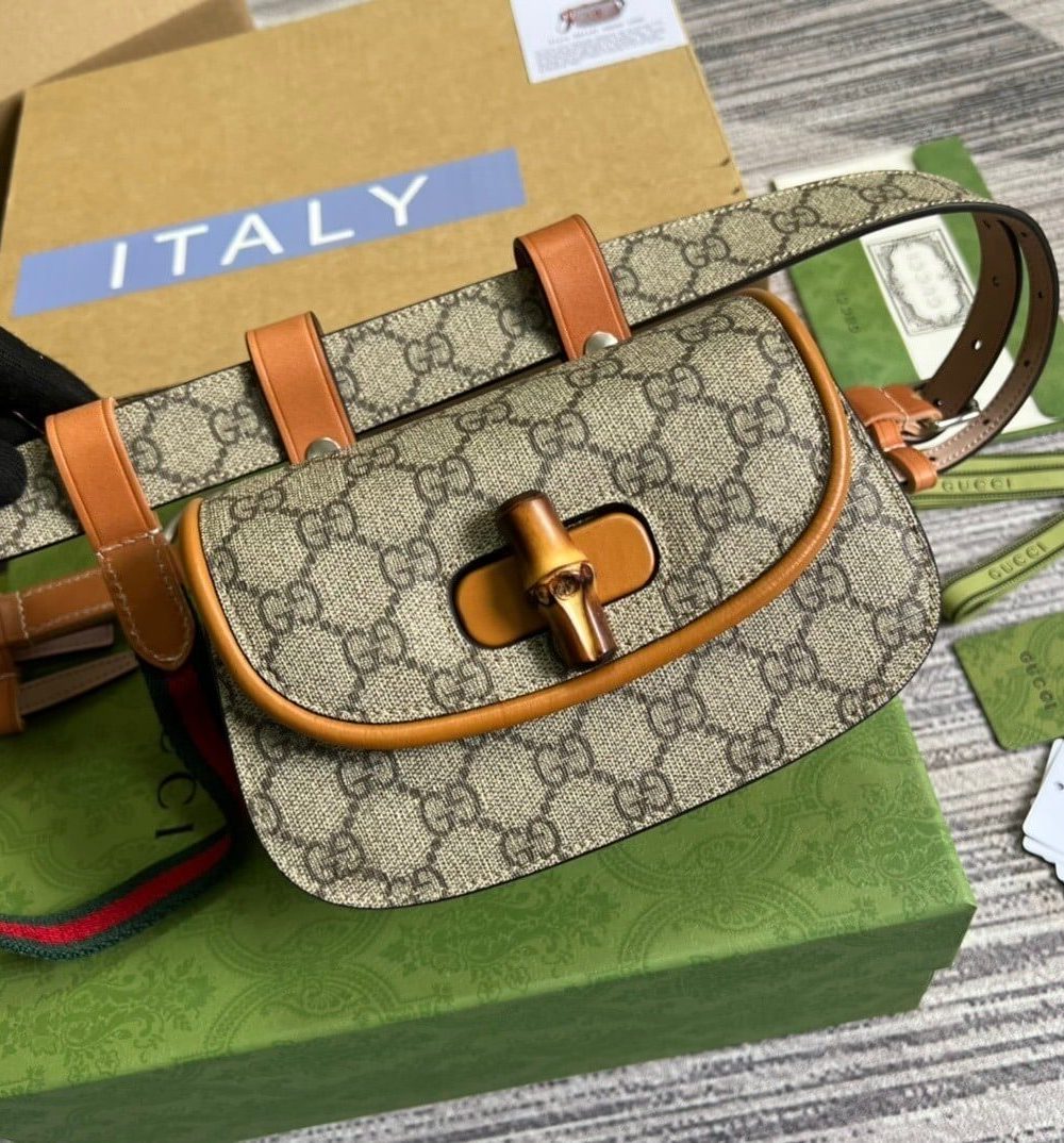 1:1 Replica Gucci Bamboo 1947 Jumbo GG Small Top Handle Bag Brown For Women, Women's Bags 8.3in/21cm GG