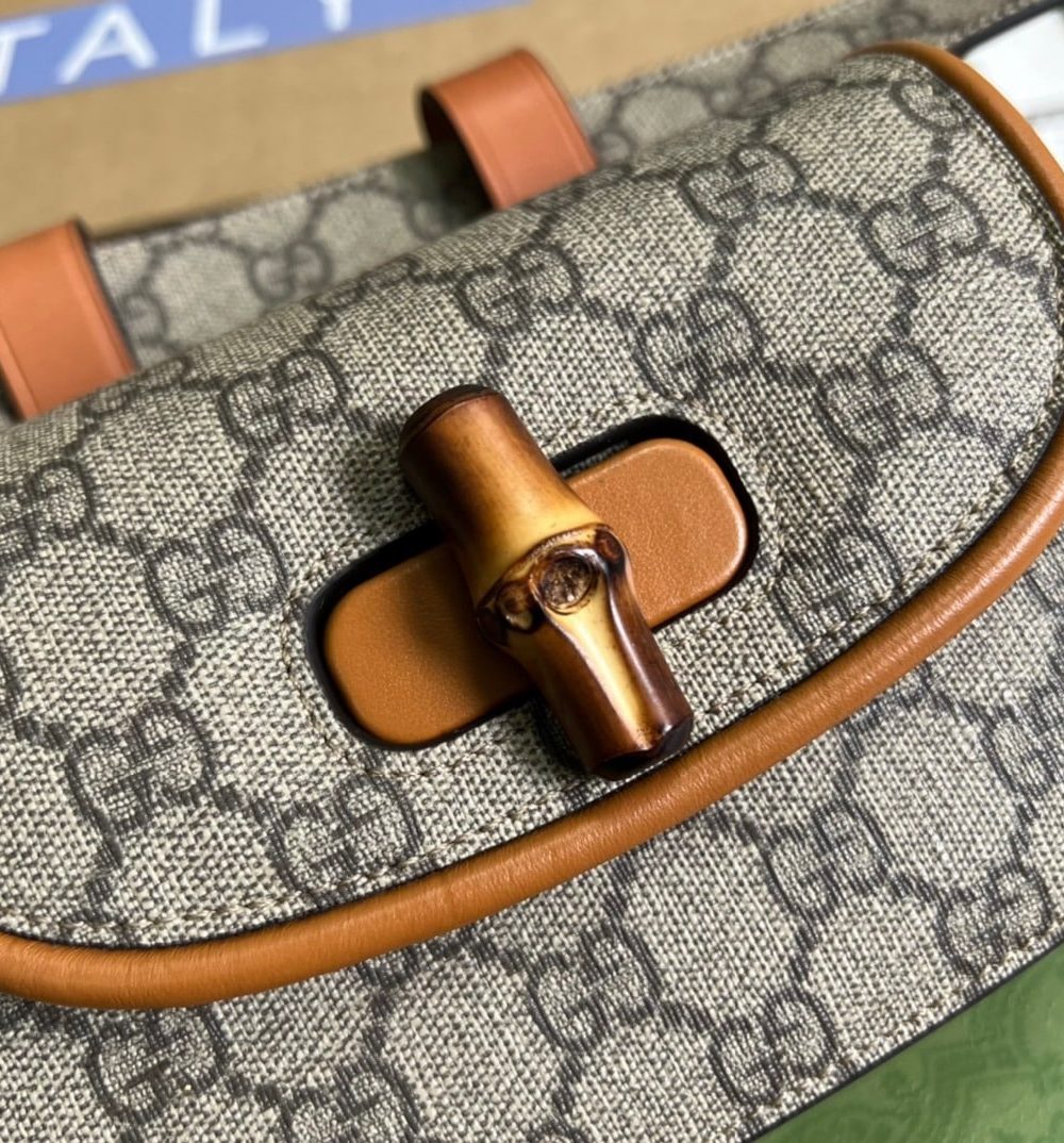 1:1 Replica Gucci Bamboo 1947 Jumbo GG Small Top Handle Bag Brown For Women, Women's Bags 8.3in/21cm GG