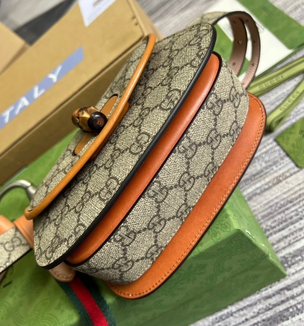 1:1 Replica Gucci Bamboo 1947 Jumbo GG Small Top Handle Bag Brown For Women, Women's Bags 8.3in/21cm GG