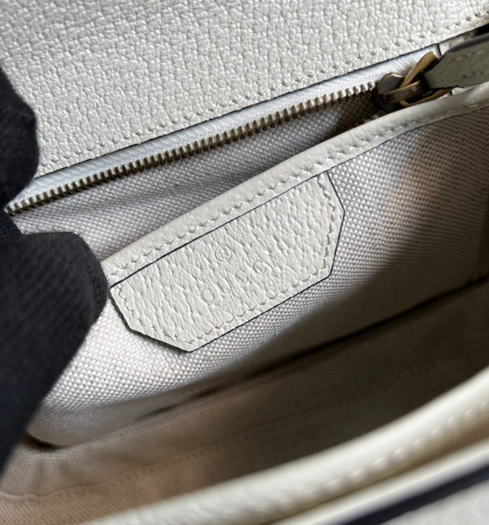 1:1 Replica Gucci Bamboo 1947 Medium  Top Handle Bag White For Women, Women's Bags 10.2in/26cm GG