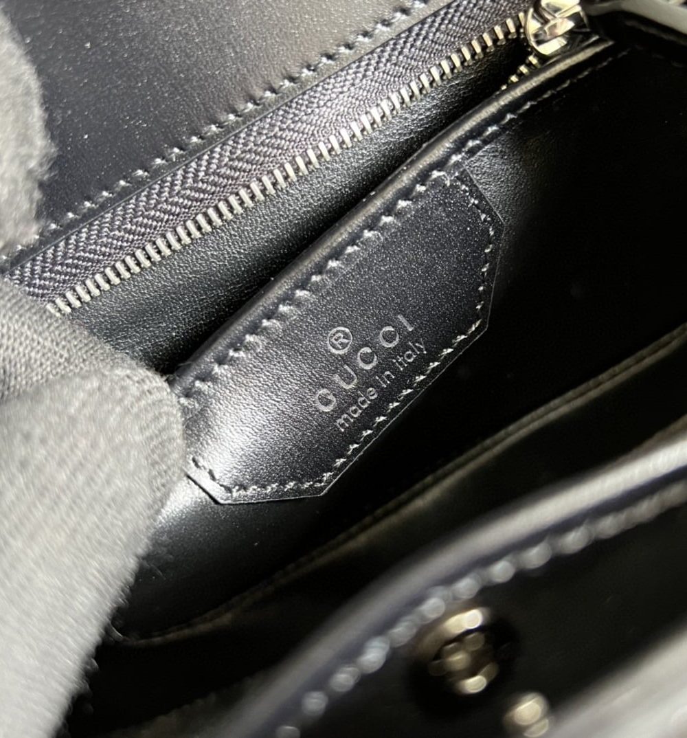 1:1 Replica Gucci Bamboo 1947 Small Top Handle Bag Black  For Women 8.3in/21cm GG 675797 10ODP 1060