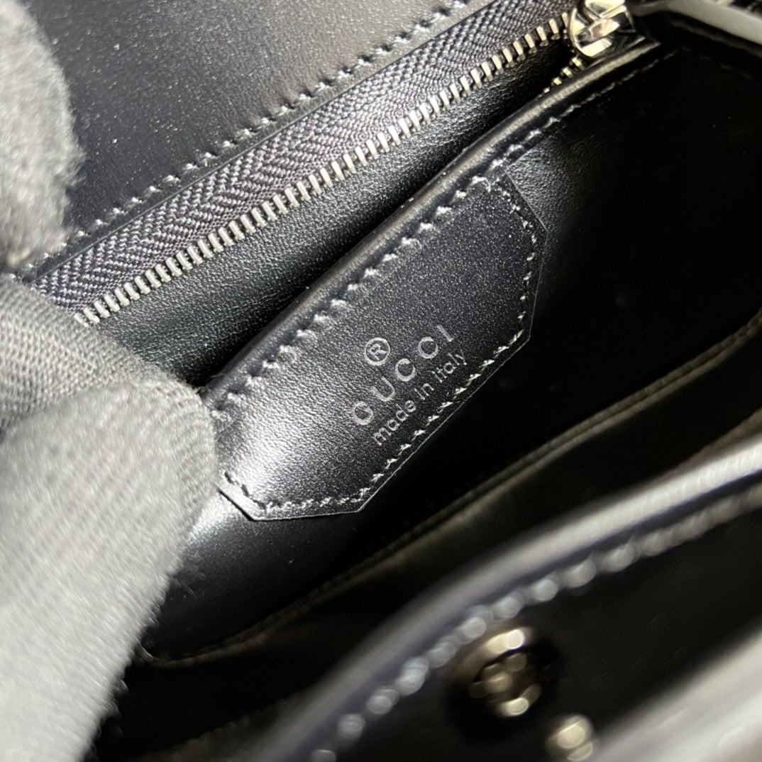 1:1 Replica Gucci Bamboo 1947 Small Top Handle Bag Black For Women 8.3in/21cm GG 675797 10ODP 1060 - Image 7