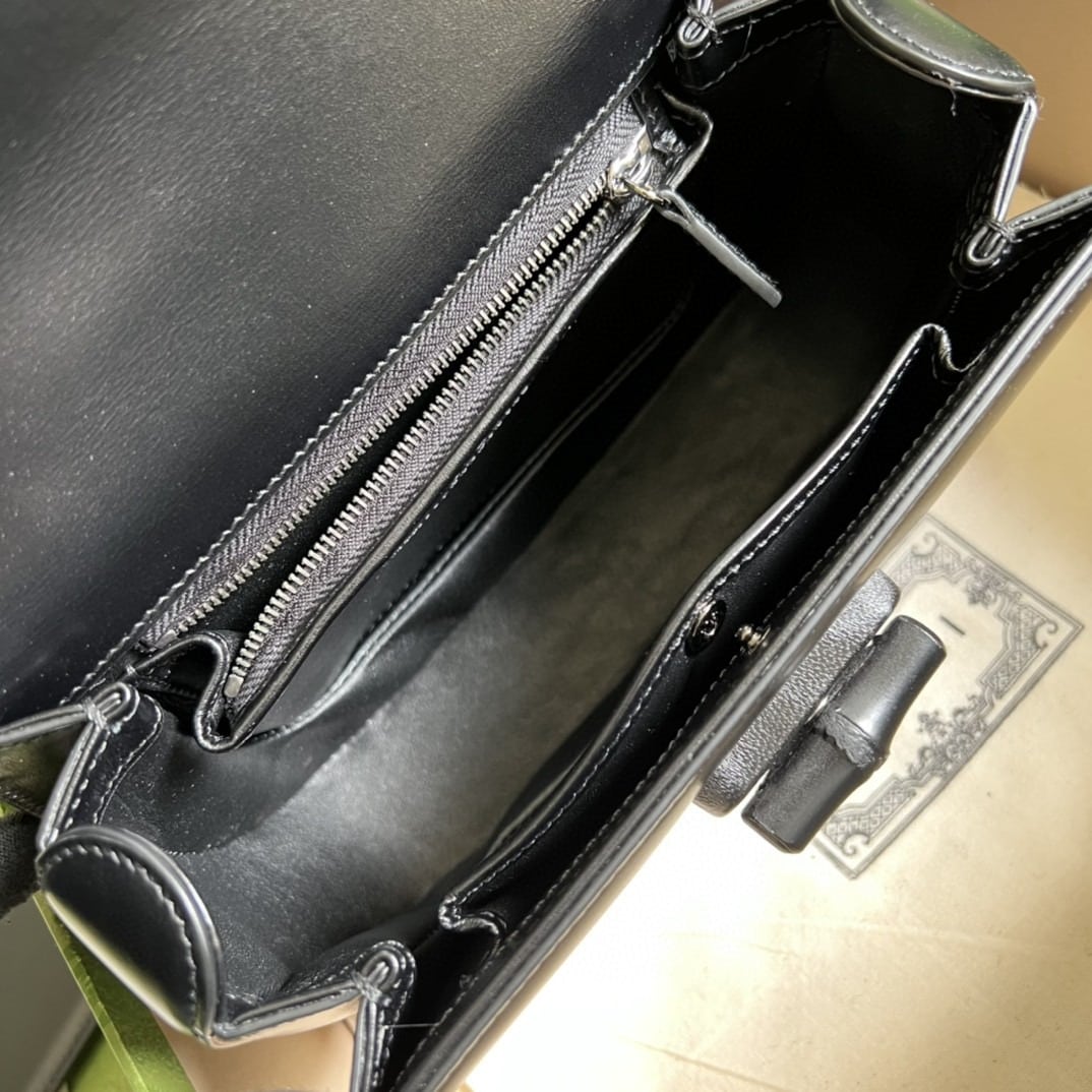 1:1 Replica Gucci Bamboo 1947 Small Top Handle Bag Black For Women 8.3in/21cm GG 675797 10ODP 1060 - Image 6