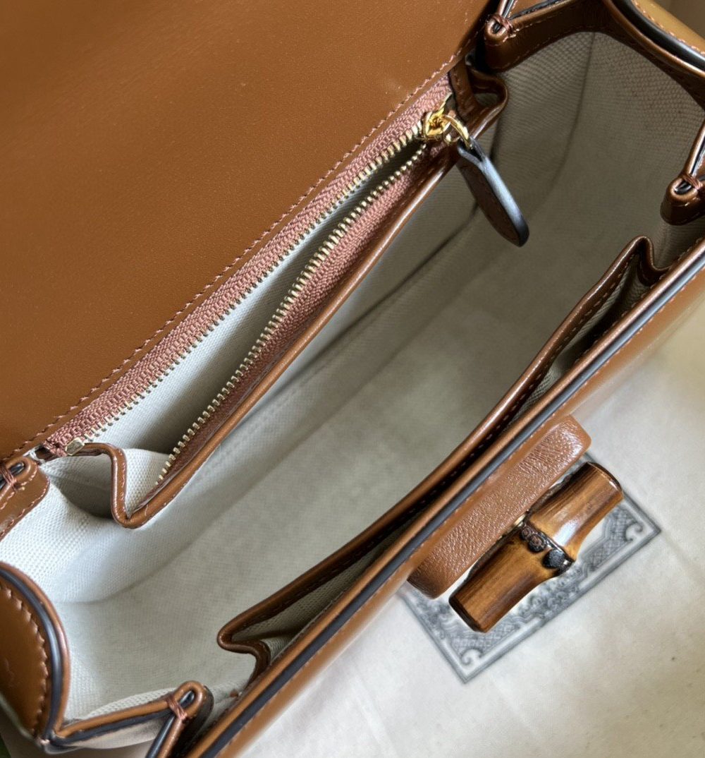 1:1 Replica Gucci Bamboo 1947 Small Top Handle Bag Cuir  For Women 8,3in/21cm 675797 10ODT 2579