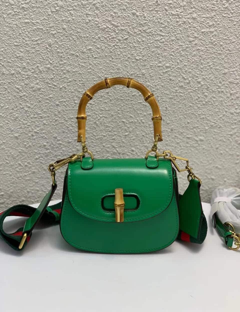 1:1 Replica Gucci Bamboo 1947 Small Top Handle Bag Green  For Women 6.7in/17cm GG 675797 10ODT 3384