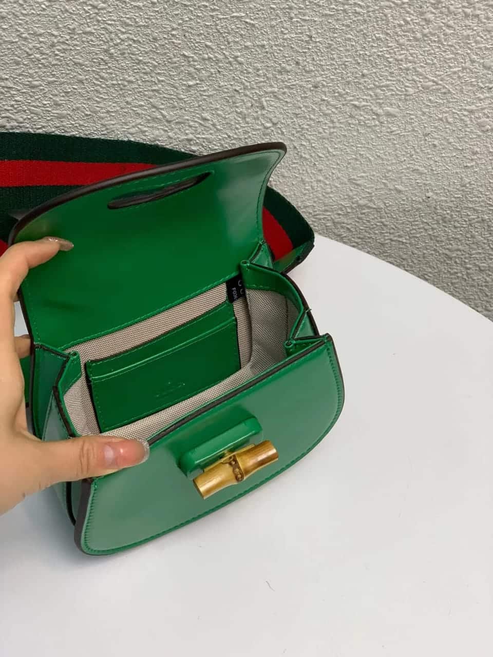 1:1 Replica Gucci Bamboo 1947 Small Top Handle Bag Green For Women 6.7in/17cm GG 675797 10ODT 3384 - Image 2