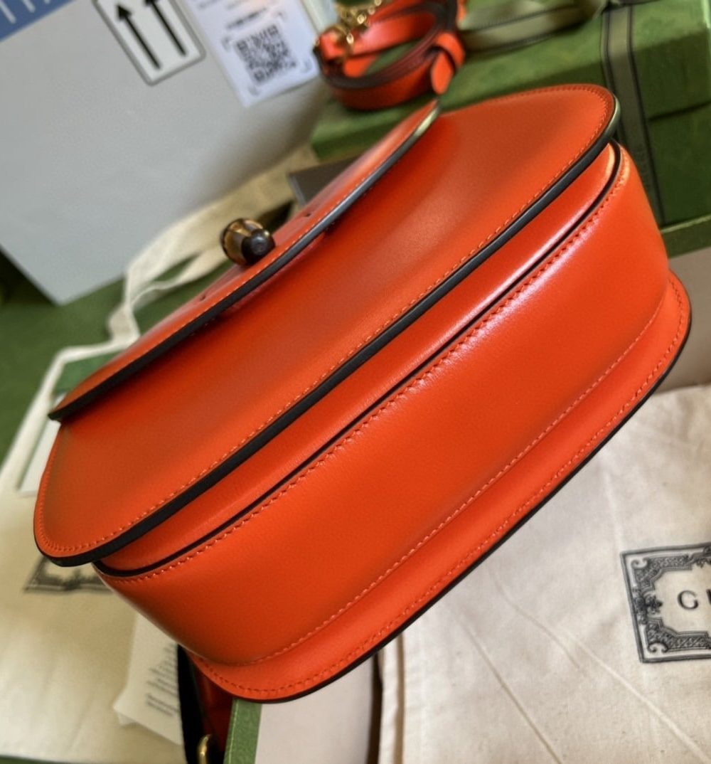 1:1 Replica Gucci Bamboo 1947 Small Top Handle Bag Orange  For Women 8.3in/21cm ‎GG 675797 10ODT 7768