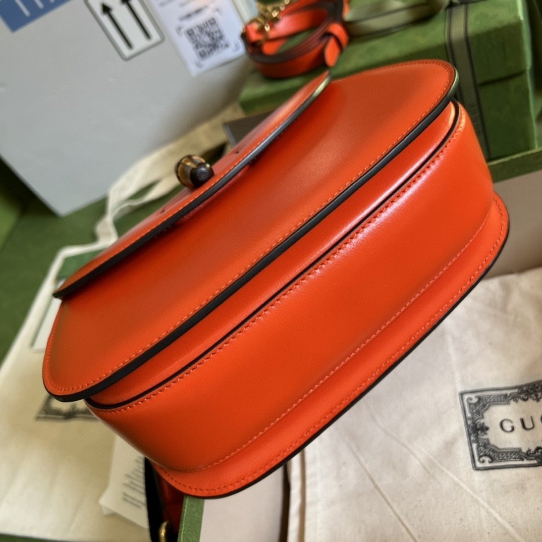 1:1 Replica Gucci Bamboo 1947 Small Top Handle Bag Orange For Women 8.3in/21cm GG 675797 10ODT 7768 - Image 8