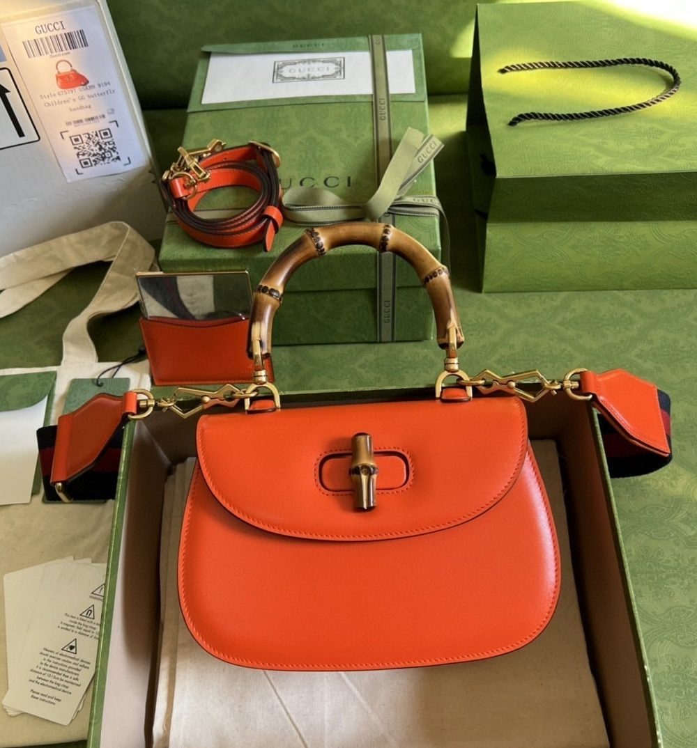 1:1 Replica Gucci Bamboo 1947 Small Top Handle Bag Orange For Women 8.3in/21cm GG 675797 10ODT 7768