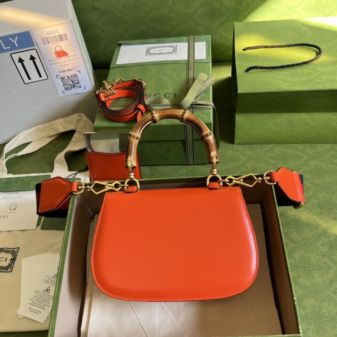 1:1 Replica Gucci Bamboo 1947 Small Top Handle Bag Orange For Women 8.3in/21cm GG 675797 10ODT 7768 - Image 4