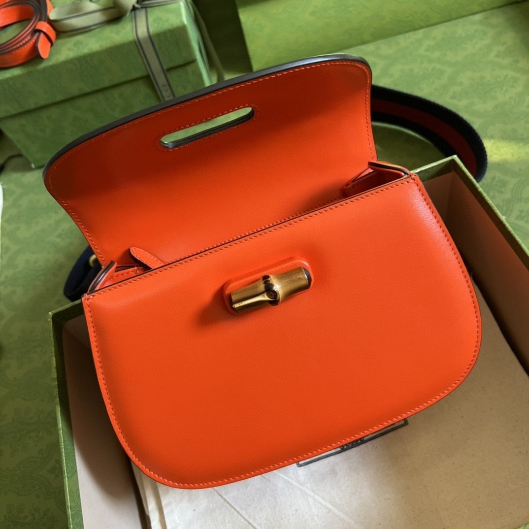 1:1 Replica Gucci Bamboo 1947 Small Top Handle Bag Orange For Women 8.3in/21cm GG 675797 10ODT 7768 - Image 3