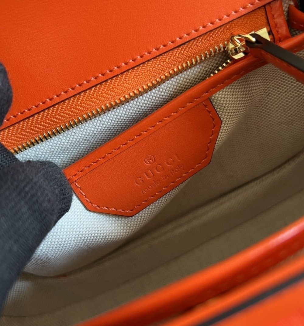 1:1 Replica Gucci Bamboo 1947 Small Top Handle Bag Orange  For Women 8.3in/21cm ‎GG 675797 10ODT 7768