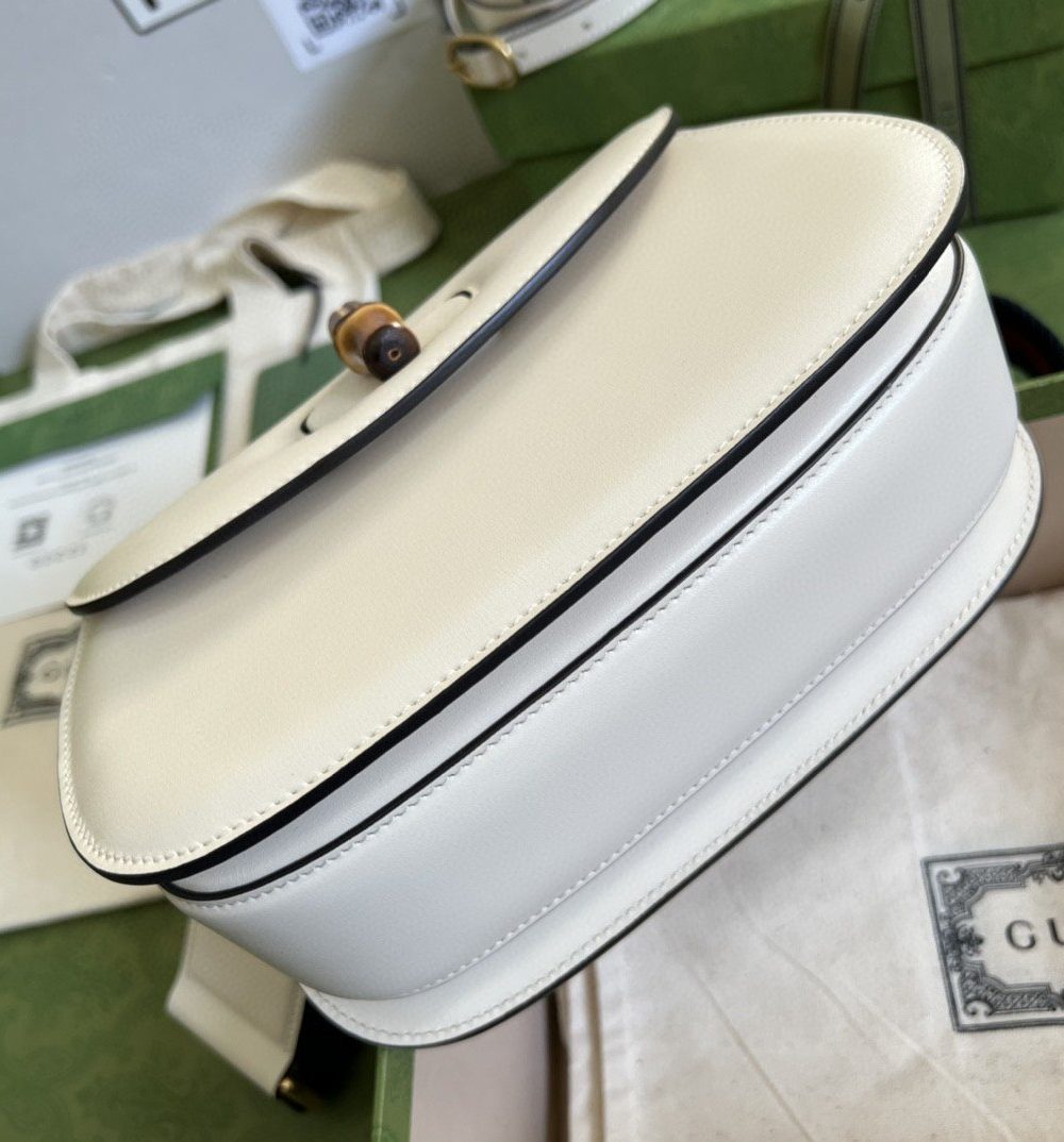1:1 Replica Gucci Bamboo 1947 Small Top Handle Bag White For Women 8.3in/21cm GG 675797 10ODT 8454