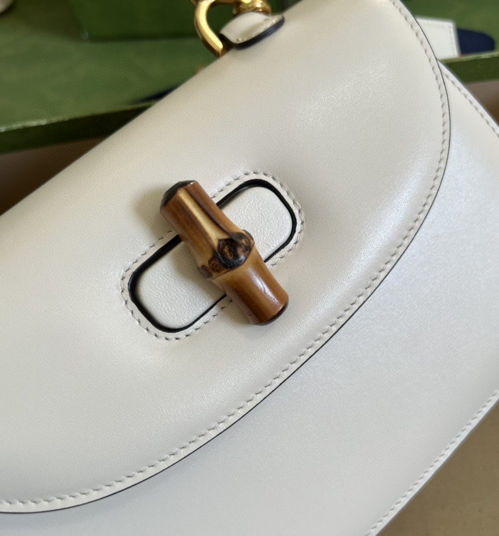 1:1 Replica Gucci Bamboo 1947 Small Top Handle Bag White For Women 8.3in/21cm GG 675797 10ODT 8454