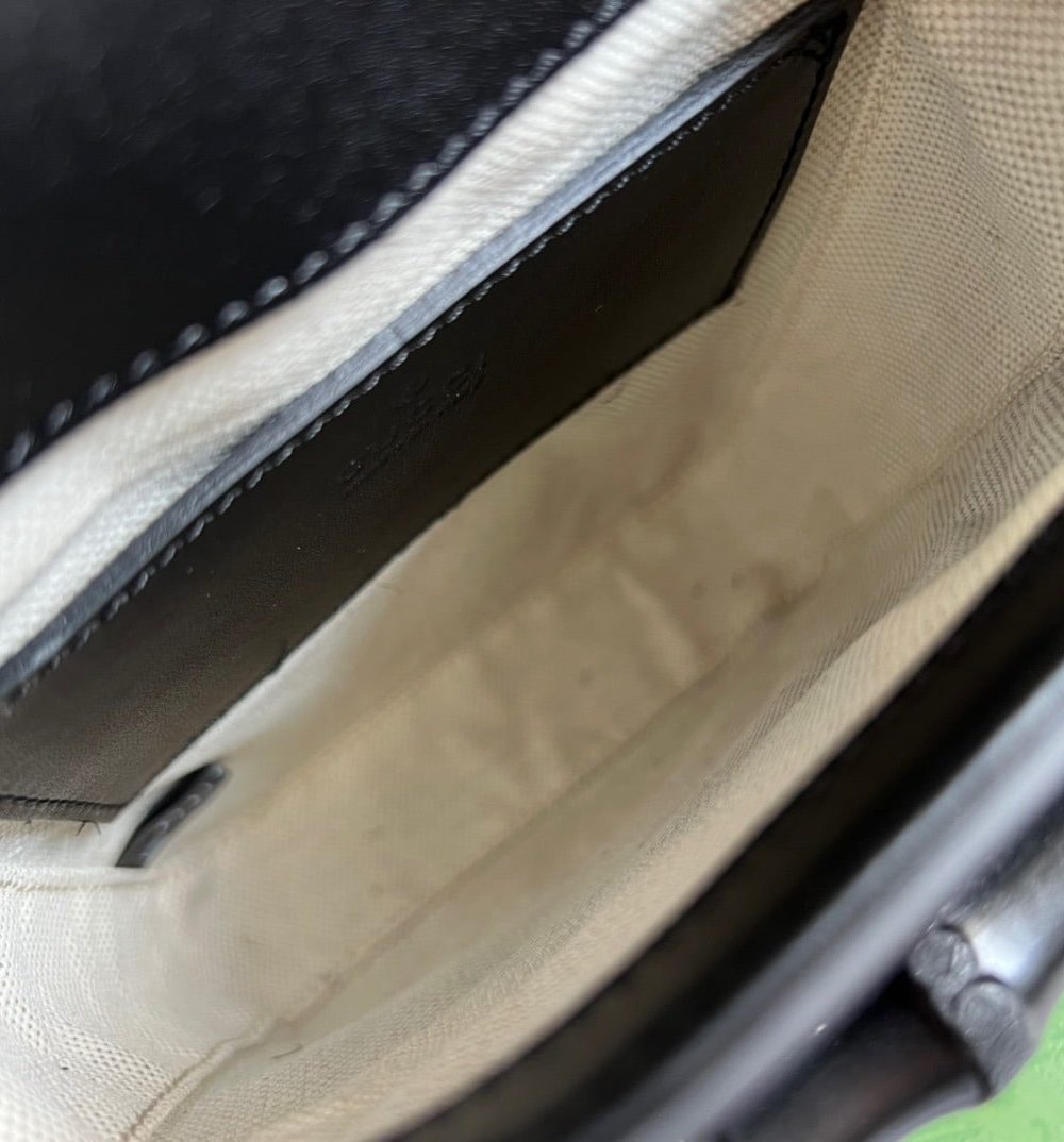 1:1 Replica Gucci Bamboo Mini Handbag Black For Women, Women's Bags 6.2in/16cm GG