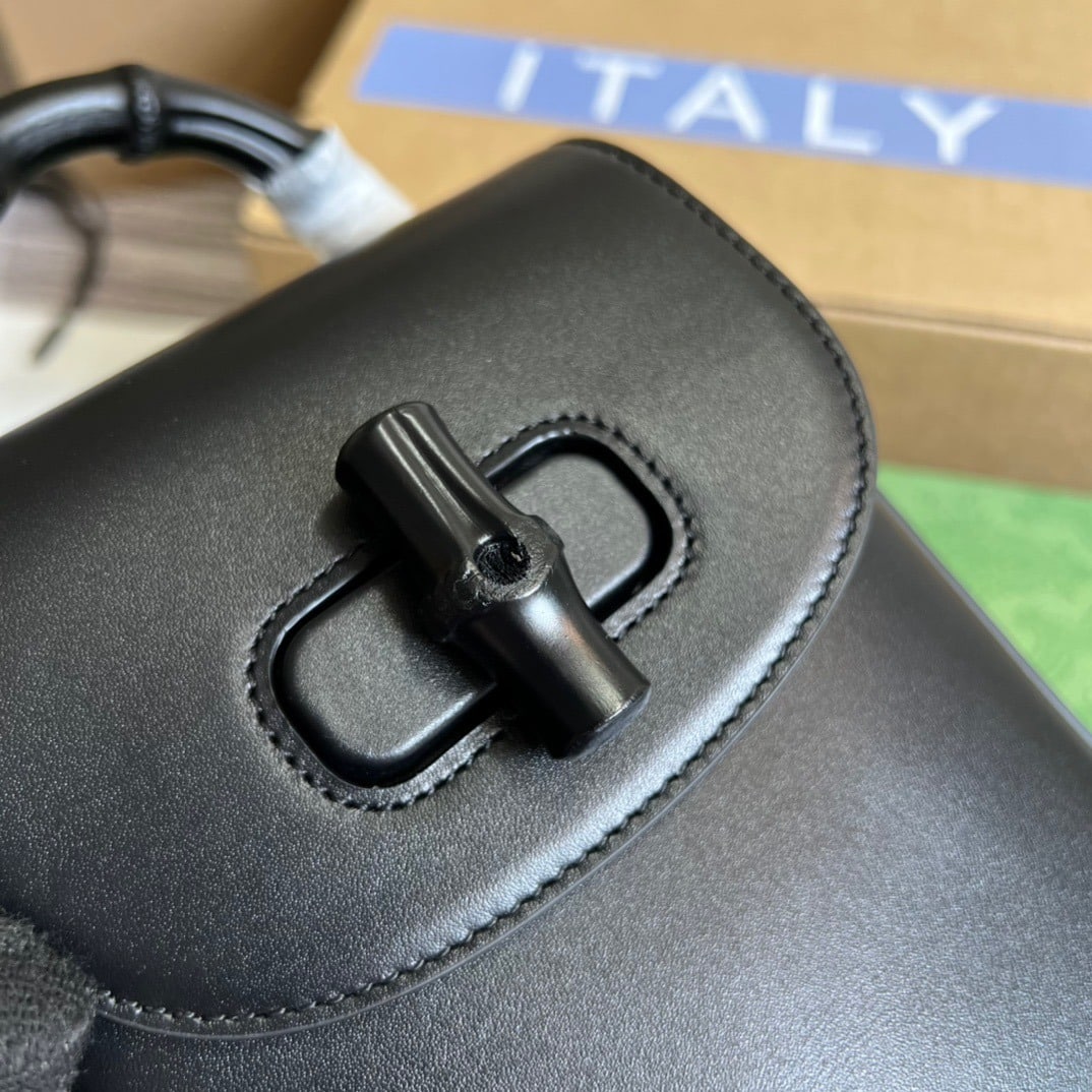 1:1 Replica Gucci Bamboo Mini Handbag Black For Women, Women's Bags 6.2in/16cm GG - Image 3