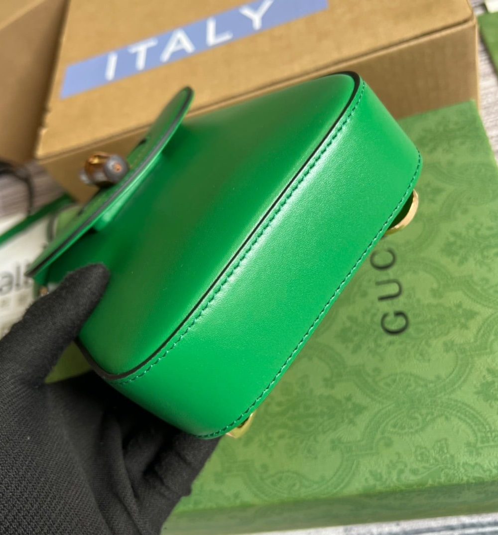 1:1 Replica Gucci Bamboo Mini Handbag Green For Women, Women's Bags 6.2in/16cm GG