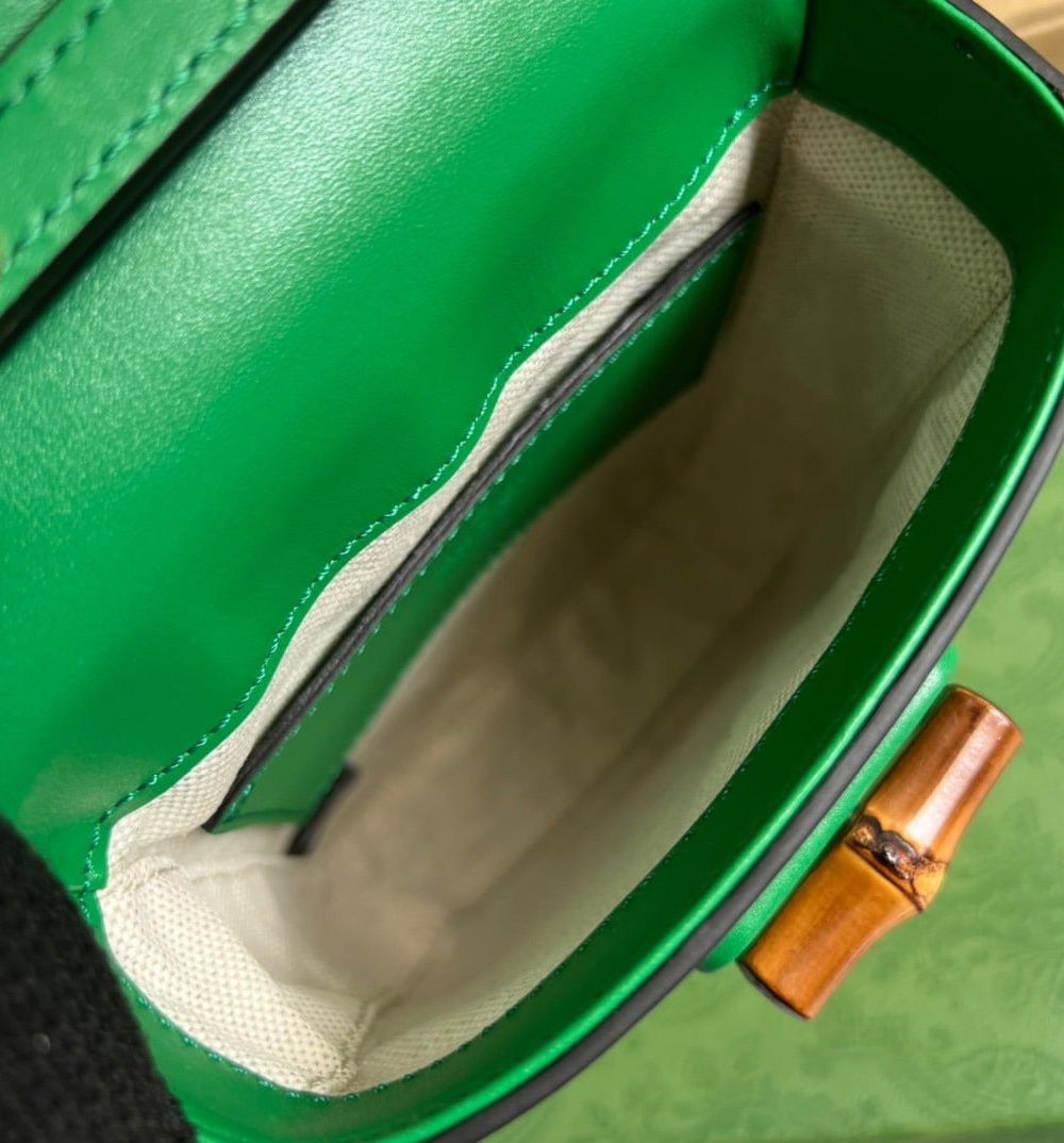 1:1 Replica Gucci Bamboo Mini Handbag Green For Women, Women's Bags 6.2in/16cm GG