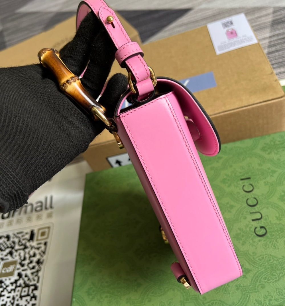 1:1 Replica Gucci Bamboo Mini Handbag Pink For Women, Women's Bags 6.2in/16cm GG 702106 UZY0T 5814