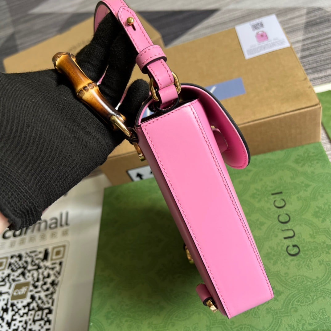 1:1 Replica Gucci Bamboo Mini Handbag Pink For Women, Women's Bags 6.2in/16cm GG 702106 UZY0T 5814 - Image 6