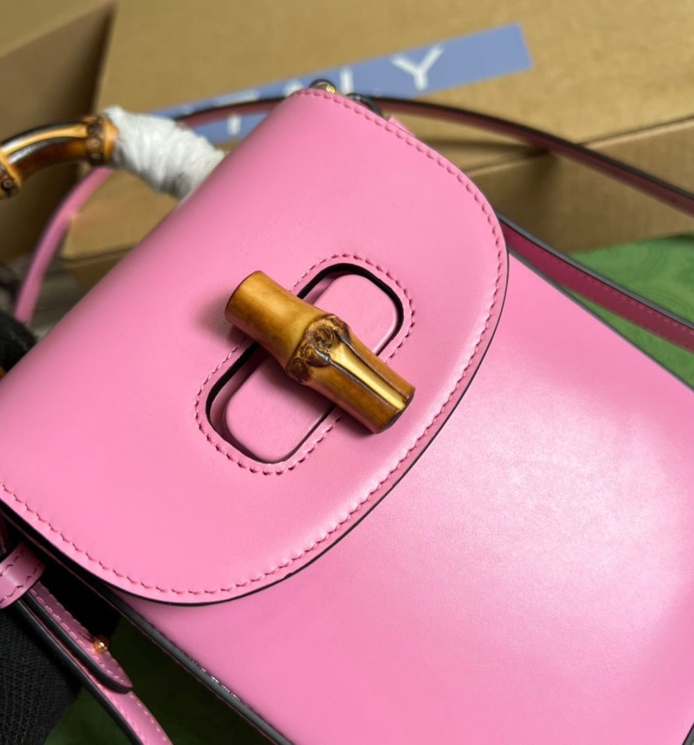 1:1 Replica Gucci Bamboo Mini Handbag Pink For Women, Women's Bags 6.2in/16cm GG 702106 UZY0T 5814