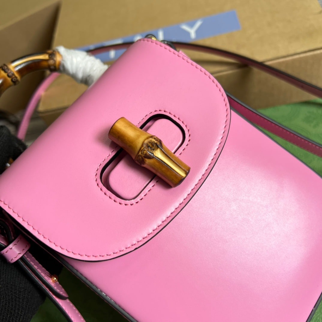 1:1 Replica Gucci Bamboo Mini Handbag Pink For Women, Women's Bags 6.2in/16cm GG 702106 UZY0T 5814 - Image 8