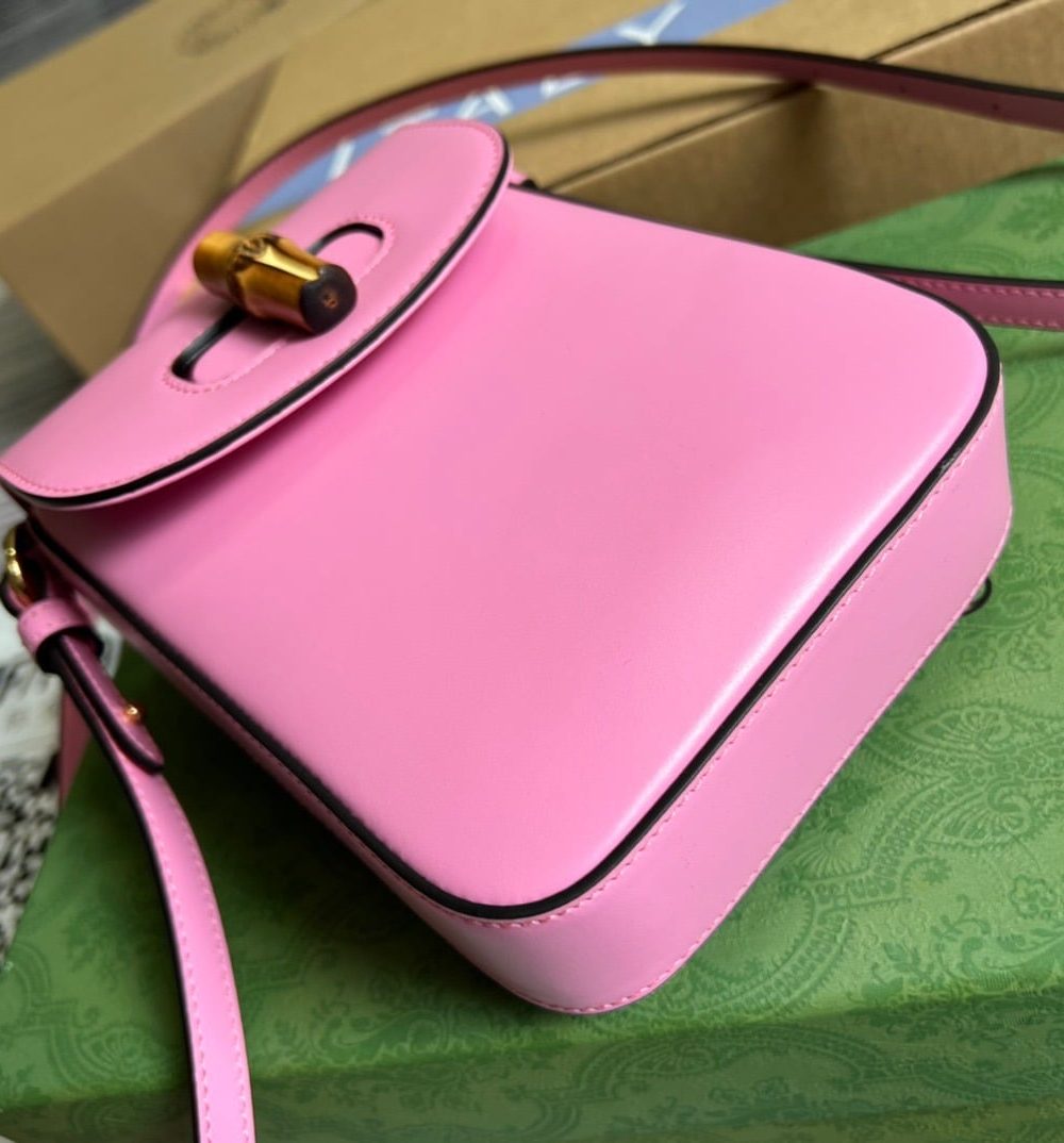 1:1 Replica Gucci Bamboo Mini Handbag Pink For Women, Women's Bags 6.2in/16cm GG 702106 UZY0T 5814