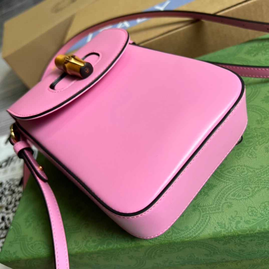 1:1 Replica Gucci Bamboo Mini Handbag Pink For Women, Women's Bags 6.2in/16cm GG 702106 UZY0T 5814 - Image 5