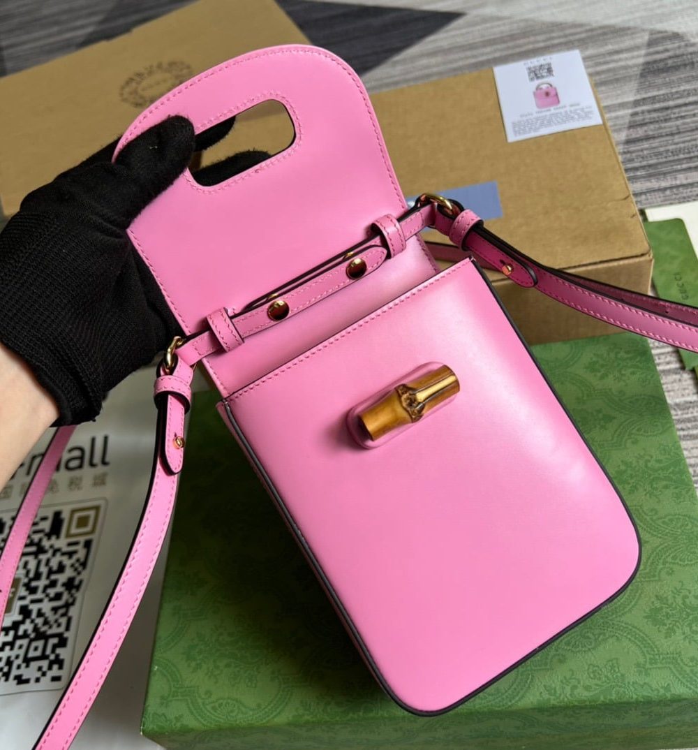1:1 Replica Gucci Bamboo Mini Handbag Pink For Women, Women's Bags 6.2in/16cm GG 702106 UZY0T 5814