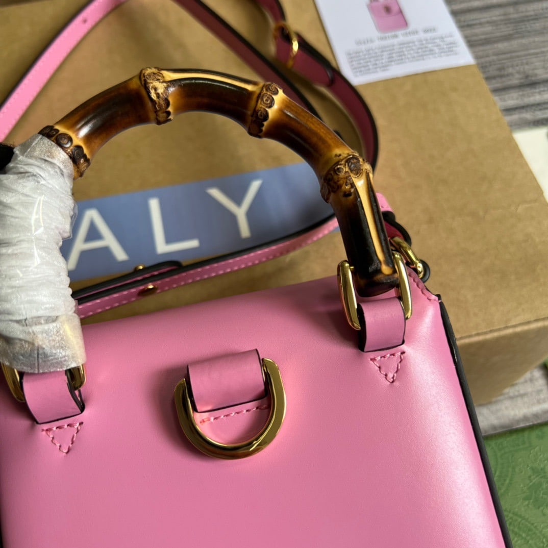 1:1 Replica Gucci Bamboo Mini Handbag Pink For Women, Women's Bags 6.2in/16cm GG 702106 UZY0T 5814 - Image 3