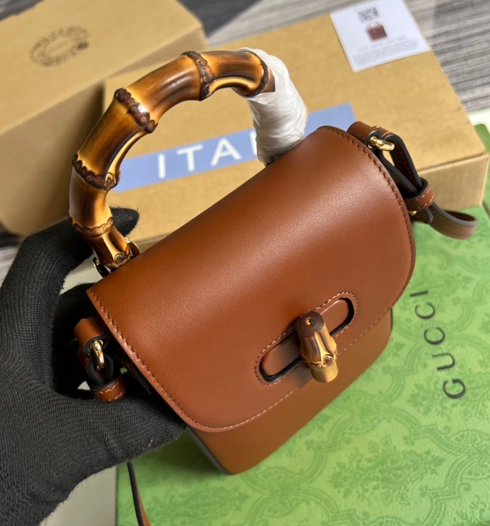 1:1 Replica Gucci Bamboo Mini Handbag Red For Women, Women's Bags 6.2in/16cm GG