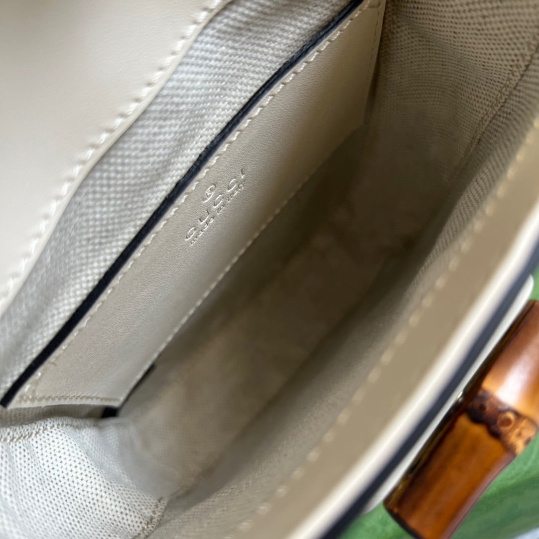 1:1 Replica Gucci Bamboo Mini Handbag White For Women, Women's Bags 6.2in/16cm GG 702106 UZY0T 9022 - Image 5