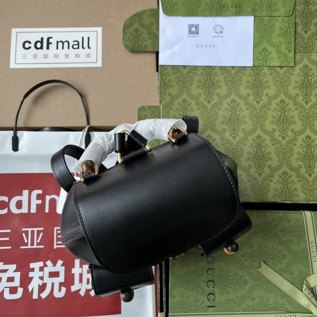 1:1 Replica Gucci Bamboo Small Backpack Black For Women, Women's Bags 8.6in/22cm GG 702101 UZY0T 1000 - Image 8