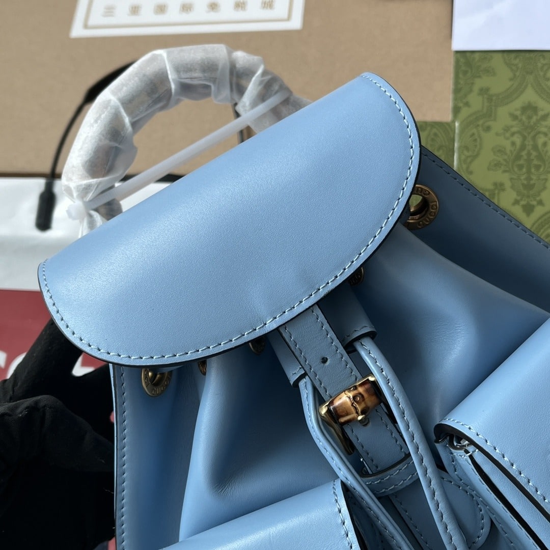 1:1 Replica Gucci Bamboo Small Backpack Blue For Women, Women's Bags 8.6in/22cm GG 702101 UZY0T 4338 - Image 4