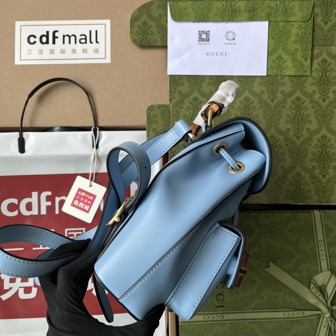 1:1 Replica Gucci Bamboo Small Backpack Blue For Women, Women's Bags 8.6in/22cm GG 702101 UZY0T 4338 - Image 5