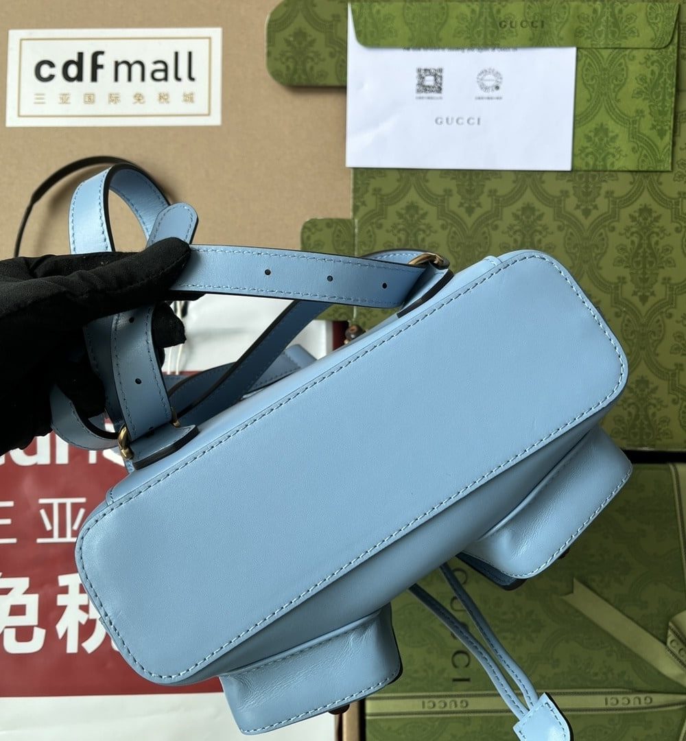 1:1 Replica Gucci Bamboo Small Backpack Blue For Women, Women's Bags 8.6in/22cm GG ‎‎702101 UZY0T 4338