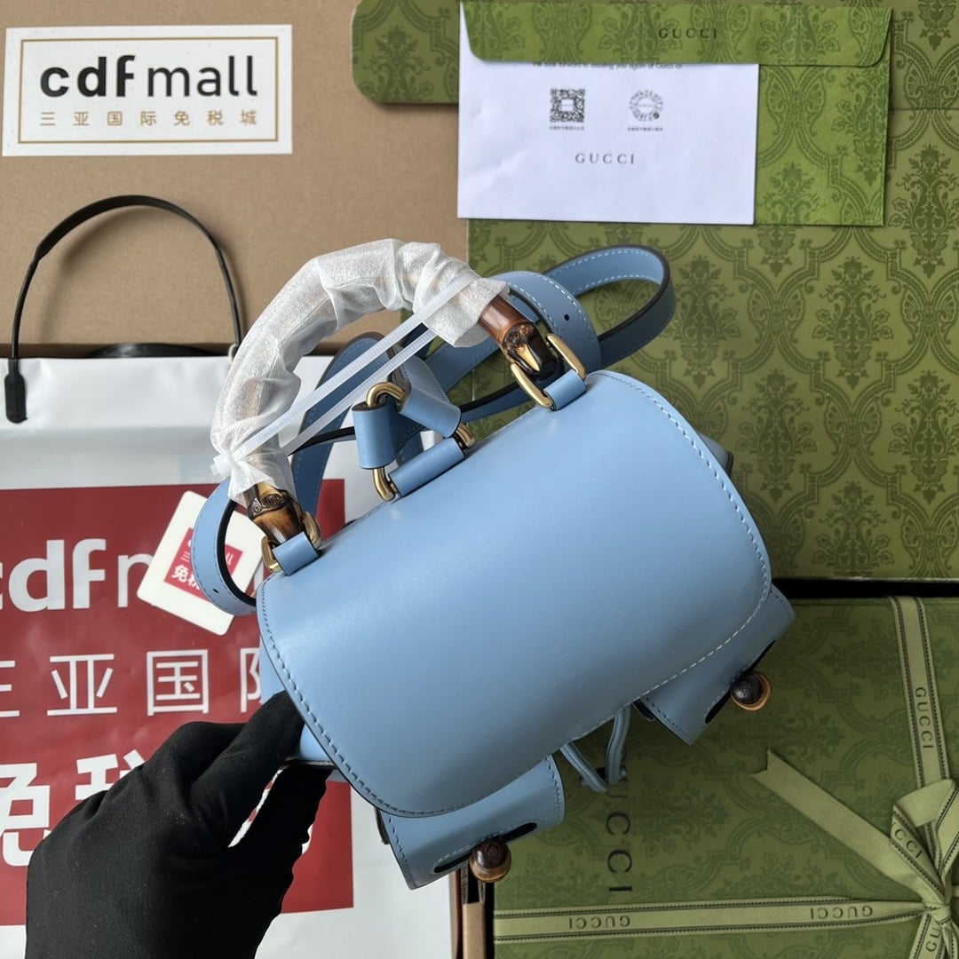 1:1 Replica Gucci Bamboo Small Backpack Blue For Women, Women's Bags 8.6in/22cm GG 702101 UZY0T 4338 - Image 8