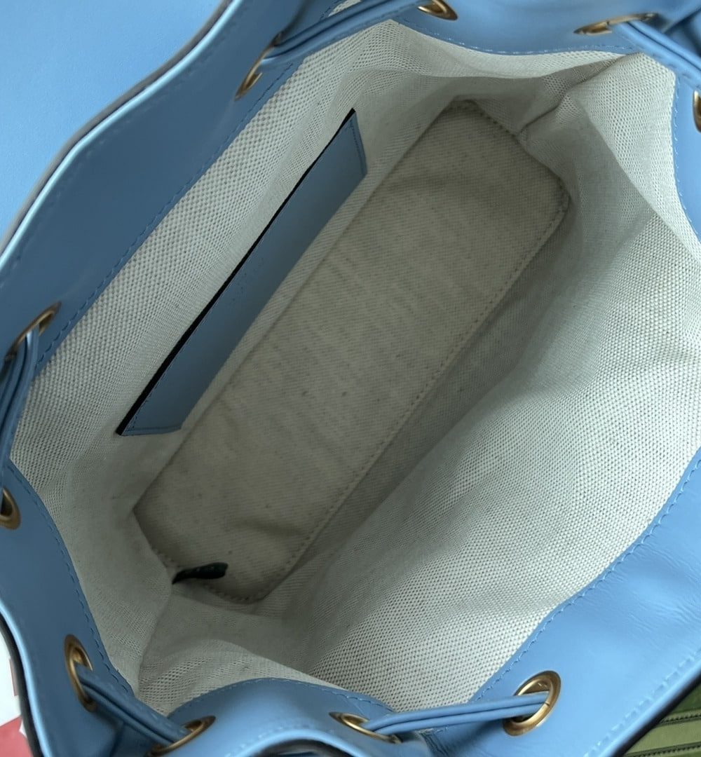 1:1 Replica Gucci Bamboo Small Backpack Blue For Women, Women's Bags 8.6in/22cm GG ‎‎702101 UZY0T 4338