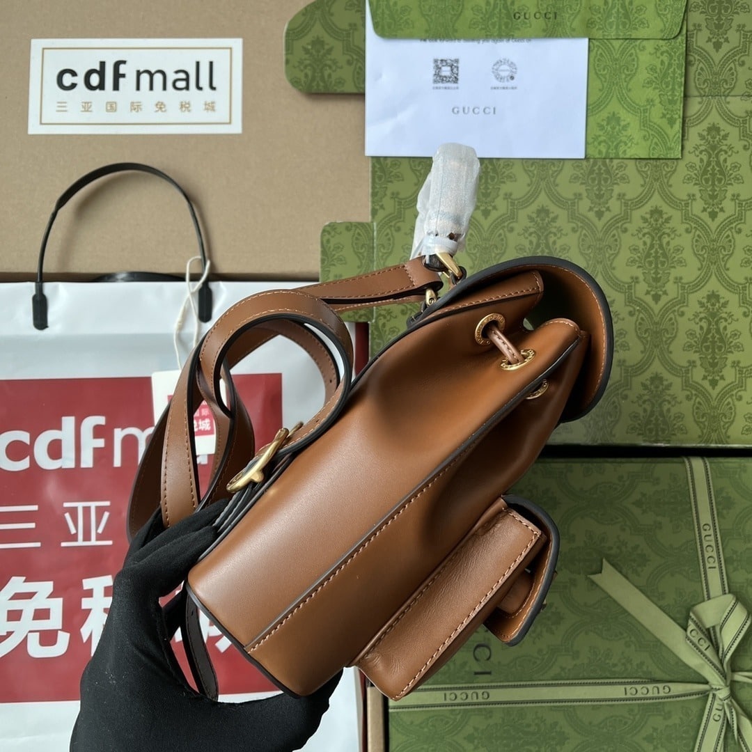 1:1 Replica Gucci Bamboo Small Backpack Brown For Women, Women's Bags 8.6in/22cm GG 702101 UZY0T 2535 - Image 7